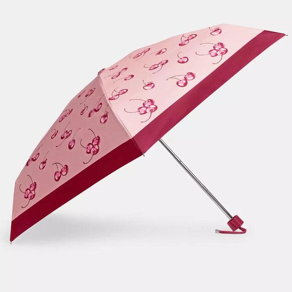 🍒 Coach Mini Umbrella In Cherry Print - Picture 1 of 4